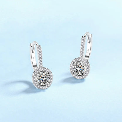 Engagement 18K White Gold Women Wedding Jewelry Drop Earrings 0.5/1CT Moissanite Diamond Girl Birthday Daughter Adult's Day Gift