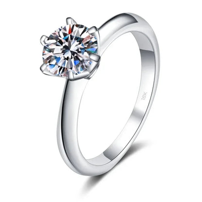 WOMEN Engagement Moissanite Diamond 18K White Gold Wedding Band 0.5/1/1.5/2/3/5CT VVS 1 D Color Six Pronged PT950 Platinum RINGS