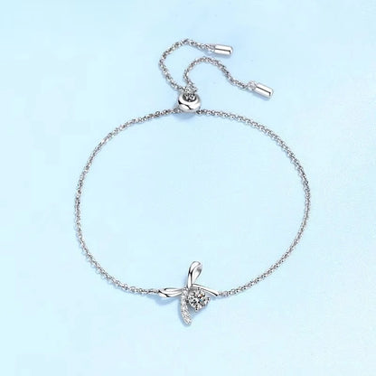 Pulseiras de borboleta de platina PT950 0,3CT Moissanite diamante presente de dia das mães para mulheres aniversário menina noivado joias