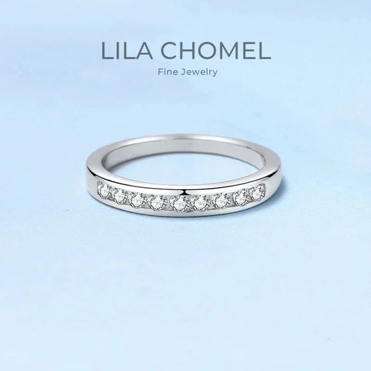 Fine Jewelry Womens Luxury PT950 Platinum Moissanite VVS1 D Color Arrange Diamond 0.27CT Round Sparkling Simple Ring for Female