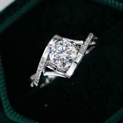 Girl Valentine's Day 18K White Gold Rings 0.5/1CT Moissanite Diamond Women Birthday Gift PT950 Platinum Wedding Band Jewelry