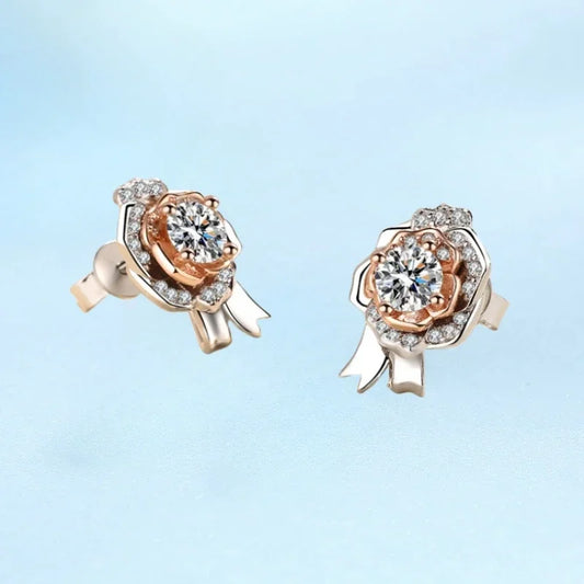 Lady 18K White Gold Earplug Stud Earrings Girl Birthday Gift 1CT Moissanite Diamond Women Wedding PT950 Platinum Valentine's Day
