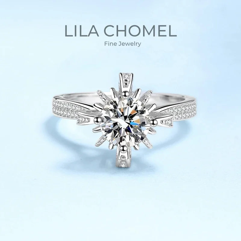 Women Wedding Band 18K White Gold Crown Rings VVS D Color 1CT Moissanite Diamond Girl Birthday Gift Lady Engagement Fine Jewelry
