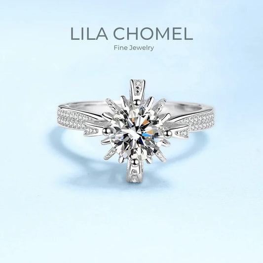 Women Wedding Band 18K White Gold Crown Rings VVS D Color 1CT Moissanite Diamond Girl Birthday Gift Lady Engagement Fine Jewelry