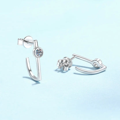 Brincos de orelha femininos, presente de aniversário para meninas, ouro branco 18K, joias finas para casamento, diamante moissanite 0,2CT, dia dos namorados