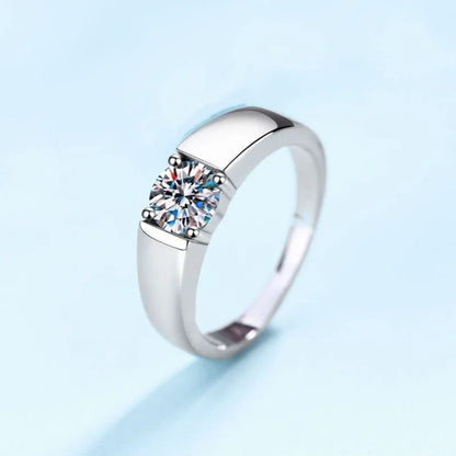 18K White Gold Wedding Band Moissanite Diamond Lover Rings Women Engagement Men 0.5/1CT Valentine's Day PT950 Girl Birthday Gift
