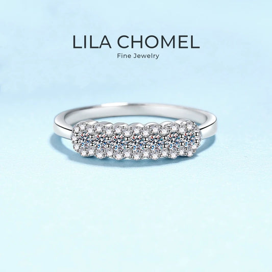 Trendy 18K White Gold Rings Daughter Birthday Gift 0.37Carat Moissanite Diamond Girl Engagement Fine Jewelry Women Wedding Bands