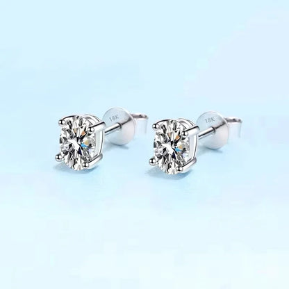 Girl Birthday Gift 18K White Gold 0.5/1/2CT Oval Moissanite Diamond Earplug Stud Earrings PT950 Platinum Women Valentine's Day