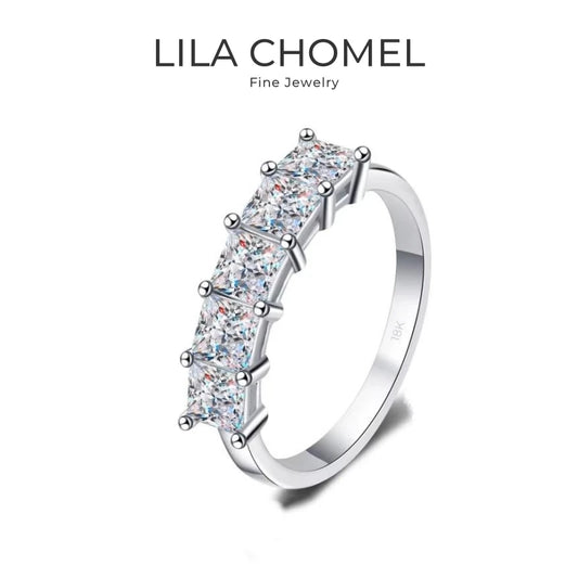 Women Engagement 18K White Gold Wedding Band 5pcs Moissanite Diamond 2CT Wife Birthday Gift PT950 Platinum Girl Valentine's Day