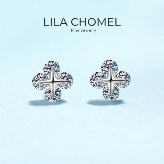 Daughter Adult's 18K White Gold Women Wedding Stud Earrings Valentine's Day 0.8Carat Moissanite Diamond Girlfriend Birthday Gift