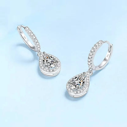 Wedding 18K White Gold Drop Earrings Women Birthday Gift Water Drop 1/2CT Moissanite Diamond Girl Engagement Lady Fine Jewelry