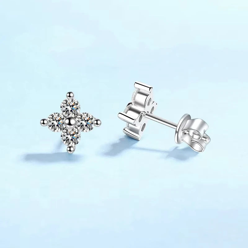 Girlfriend Birthday Gift PT950 Platinum Earplug Stud Earrings Women Wedding Jewelry 0.8CT Moissanite Diamond Daughter Engagement