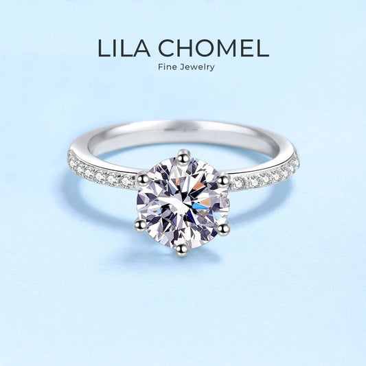 Engagement Women Rings Platinum PT950 Wedding Band 2CT VVS1 D Color Moissanite Diamond Girl Birthday Gift Wife Valentine's Day