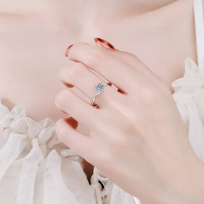 Women Engagement Rings 18K White Gold Wedding Band VVS 1 D Color 0.3/0.5CT Moissanite Diamond PT950 Platinum Girl Birthday Gift