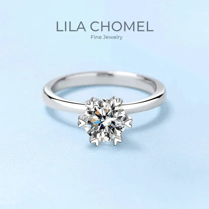 WOMEN Wedding Band PT950 Platinum Birthday Gift Rings Six pronged 1CT VVS1 D Color Moissanite Diamond Girlfriend Valentine's Day