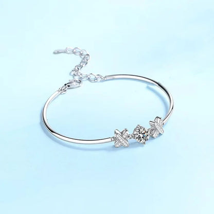 Pulseiras de ouro branco 18K para filha, presente de aniversário para meninas, diamante moissanita 1CT, joia fina de platina PT950 para dia dos namorados