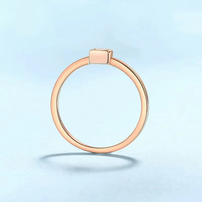 Valentine's Day 18K Rose Gold Women Rings Square Wedding Band Moissanite Diamond 0.3CT Daughter Birthday Gift Girl Engagement