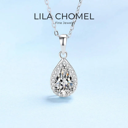 Engagement Platinum PT950 Women Wedding Necklaces 1CT Water Drop Moissanite Diamond Girl Birthday Gift Daughter Valentine's Day