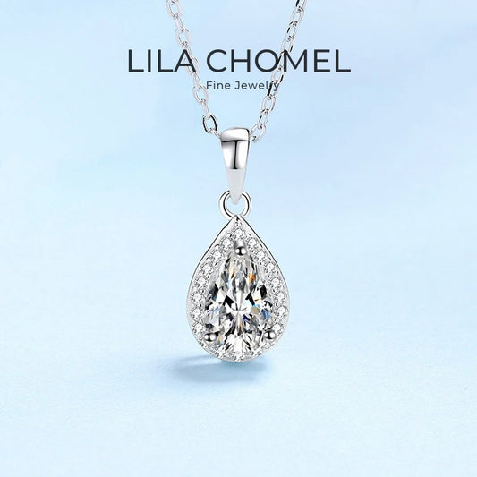 Engagement Platinum PT950 Women Wedding Necklaces 1CT Water Drop Moissanite Diamond Girl Birthday Gift Daughter Valentine's Day