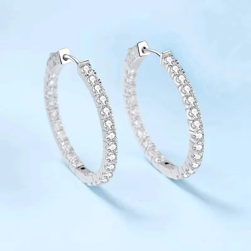 Office Lady PT950 Platinum Birthday Gift 2.88CT Moissanite Diamond Women Valentine's Day Hoop Earrings Girl Wedding Fine Jewelry