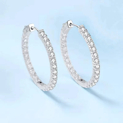 Office Lady PT950 Platinum Birthday Gift 2.88CT Moissanite Diamond Women Valentine's Day Hoop Earrings Girl Wedding Fine Jewelry