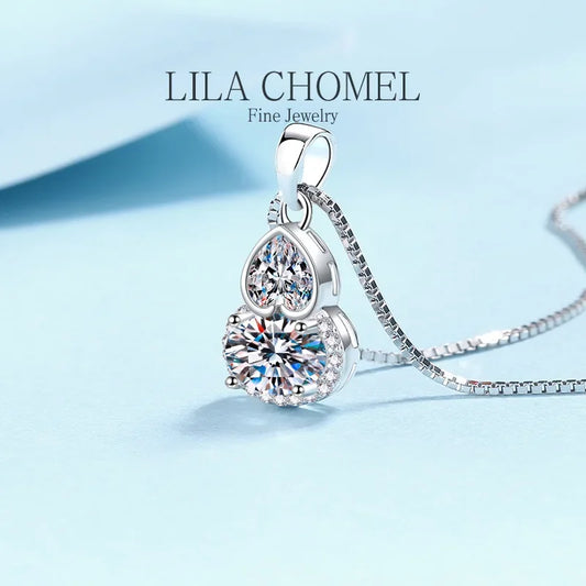 Classic PT950 Platinum Female Wedding Jewelry 1.5 Carat Moissanite Diamond VVS D Color Necklace Gourd shaped Pendant for women