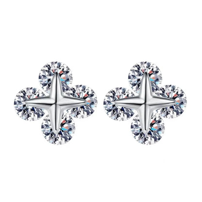 Lady Valentine's Day 18K White Gold Women Wedding Stud Earrings 0.8CT Moissanite Diamond PT950 Platinum Girl Birthday Gift Party