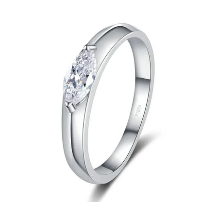 Aliança de casamento feminina de platina PT950, presente de aniversário, moissanita, diamante 0,5 ct, filha, bar mitzvah, menina, dia dos namorados, anéis, joias