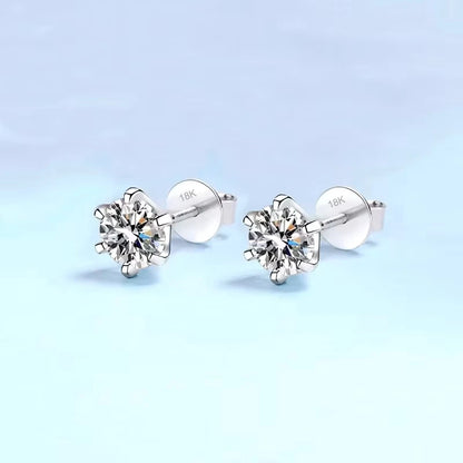 Engagement White Gold 18K Women Wedding Jewelry Screw Stud Earrings Daughter 0.5/1/2 Carat Moissanite Diamond Girl Birthday Gift