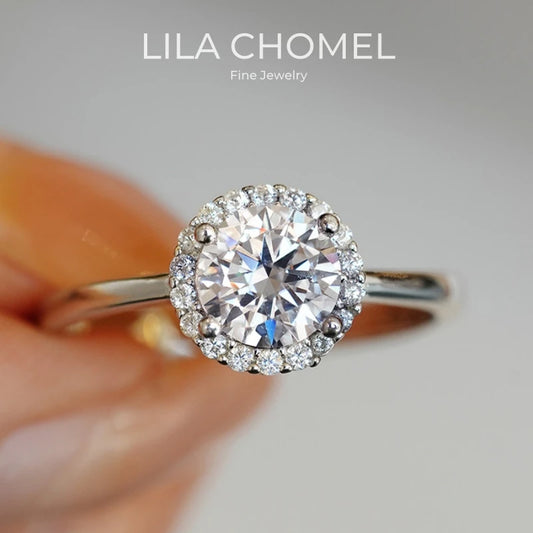 Wedding Band 18K White Gold Women Engagement Rings 1CT Moissanite Diamond Wife Birthday Gift PT950 Platinum Girl Valentine's Day