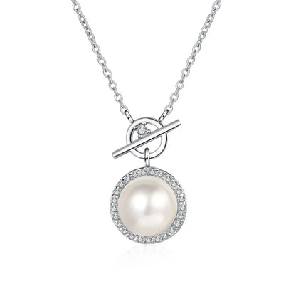Valentine's Day PT950 Platinum Women Wedding 0.14CT Moissanite Diamond 8mm Pearl Natural Freshwater Pendant Girl Birthday Gift
