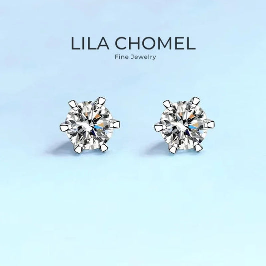 Engagement White Gold 18K Women Wedding Jewelry Screw Stud Earrings Daughter 0.5/1/2 Carat Moissanite Diamond Girl Birthday Gift