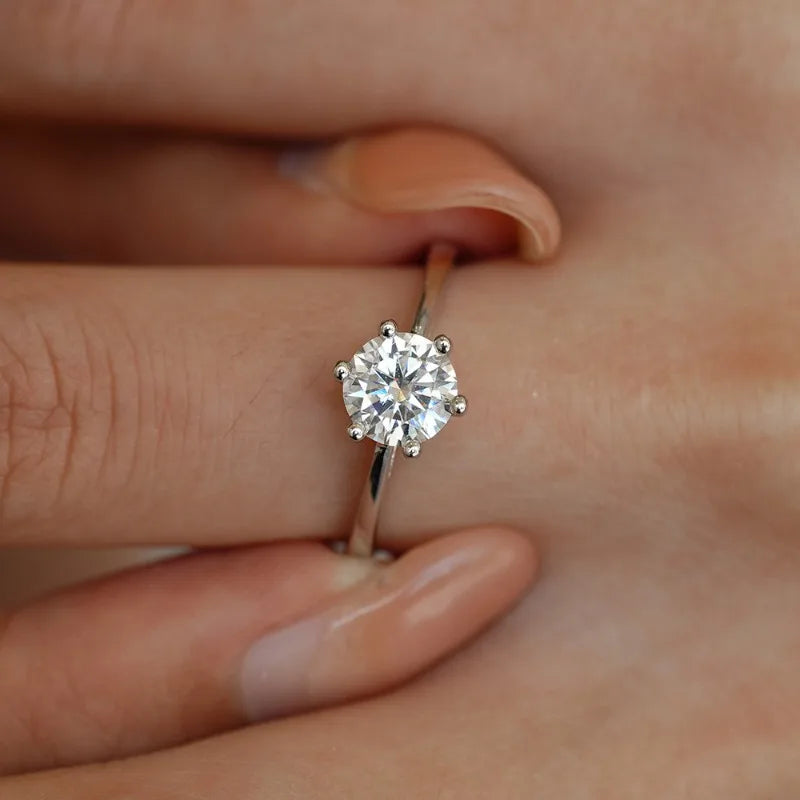 18K White Gold Women Engagement Wedding Band Diamond Girl Birthday Gift 0.5/0.8/1/2/3CT VVS1 D Color Moissanite PT950 Wife Rings