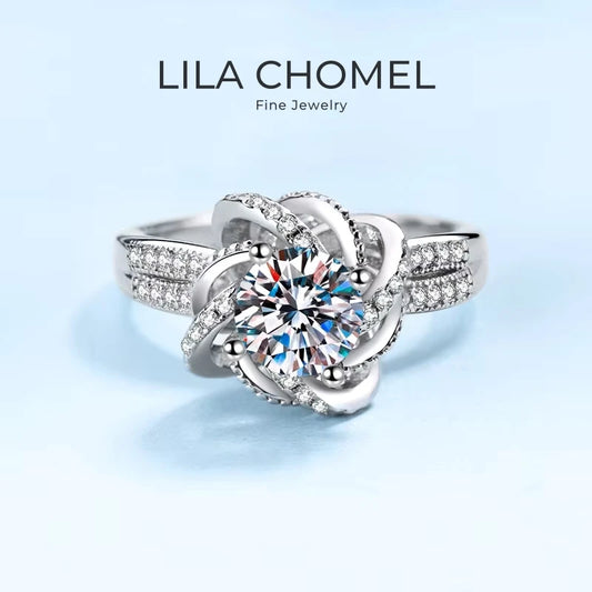 Designer Fine Jewelry Spiral Rose Girl Wedding Band 18K White Gold VVS1 D Color 1/2ct Moissanite Diamond Birthday Gift for Women