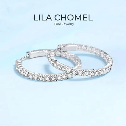 Office Lady PT950 Platinum Birthday Gift 2.88CT Moissanite Diamond Women Valentine's Day Hoop Earrings Girl Wedding Fine Jewelry