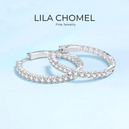 Office Lady PT950 Platinum Birthday Gift 2.88CT Moissanite Diamond Women Valentine's Day Hoop Earrings Girl Wedding Fine Jewelry