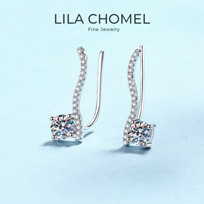 Girl Birthday Gift 18K White Gold Women Wedding Stud Earrings 1CT Moissanite Diamond Valentine's Day PT950 Platinum Fine Jewelry