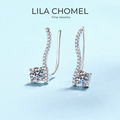 Girl Birthday Gift 18K White Gold Women Wedding Stud Earrings 1CT Moissanite Diamond Valentine's Day PT950 Platinum Fine Jewelry