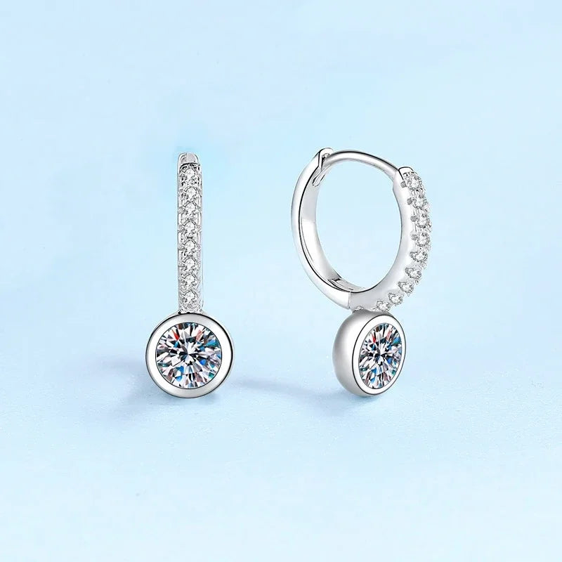 Office Lady Birthday Gift 18K White Gold Girl Drop Earrings 0.5/1CT Moissanite Diamond Women PT950 Platinum Wedding Fine Jewelry