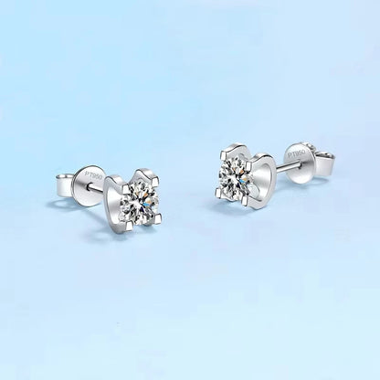 Daughter Earplug Stud Earrings Platinum PT950 Girl Birthday Gift 0.5/1CT Moissanite Diamond Engagement Women Wedding Jewelry
