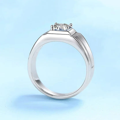Engagement Rings 18K White Gold Men Wedding Band 1CT Moissanite Diamond PT950 Platinum Birthday Gift Boy Friend Valentine's Day