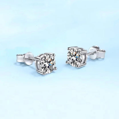 WOMEN 18K White Gold Wedding Stud Earrings 0.3/0.5/0.8/1CT Moissanite Diamond Girl Birthday Gift PT950 Platinum Valentine's Day