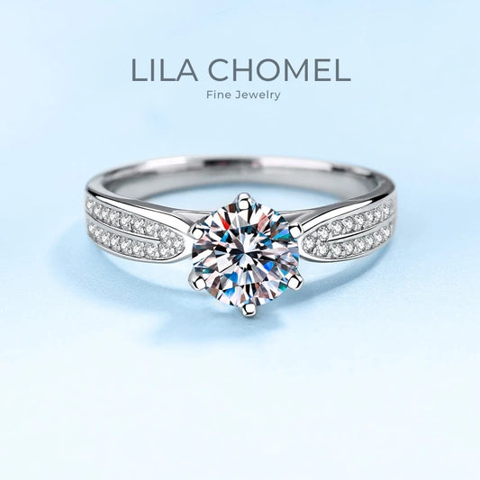 Designer Jewelry Girlfriend 18K White Gold VVS1 D Color 1/0.5Carat Moissanite Diamond Empress Starlight Style Women Wedding Ring