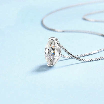 Classic PT950 Platinum Necklaces for Women 1ct D Color Marquise Cut 5*10mm Moissanite Diamond Female Fine Jewelry Birthday Gift
