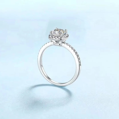 Anéis de Dia dos Namorados para Meninas PT950 Alianças de Casamento em Platina Moissanite Diamante 1 Quilate VVS Presente de Aniversário para Filha Joias Finas para Mulheres