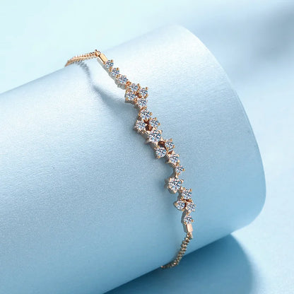 Pulseiras de ouro rosa 18K para mulheres, presente de aniversário para filha, casamento, diamante moissanite 0,585 ct, joias finas para namorada, presente para esposa
