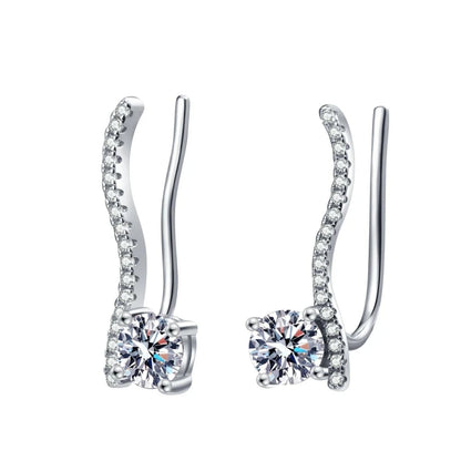 Girl Birthday Gift 18K White Gold Women Wedding Stud Earrings 1CT Moissanite Diamond Valentine's Day PT950 Platinum Fine Jewelry