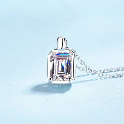 Daughter Adult's Day 18K White Gold Necklaces Girlfriend Birthday Gift 1/2CT Minimalist Square Pendant Women Valentine's Day Ins