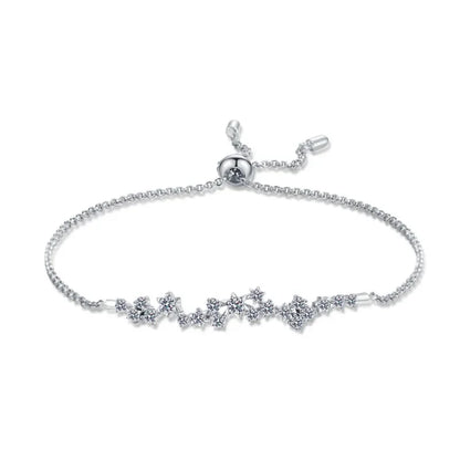 Pulseiras femininas de ouro branco 18K para o Dia dos Namorados, 0,58 ct, diamante moissanita, presente de aniversário para filha, joias finas de platina PT950