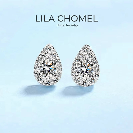 Classic Girl Birthday Gift PT950 Platinum Water Drop Earplug Stud Earrings 0.5/1CT Moissanite Diamond Women Wedding Fine Jewelry